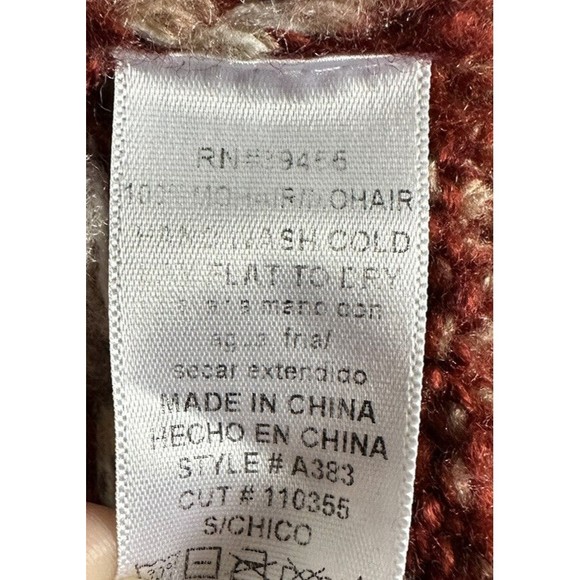 Wow Couture Orange Aztec Open Front Cardigan 100% Mohair Women's S Hi Lo Sweater - Picture 5 of 6